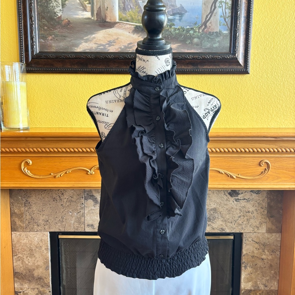 Rampage Black Ruffled Halter Top